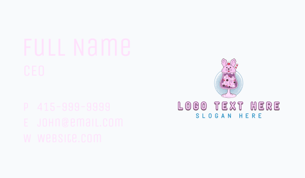 Cute Bunny Drink Business Card Design Image Preview