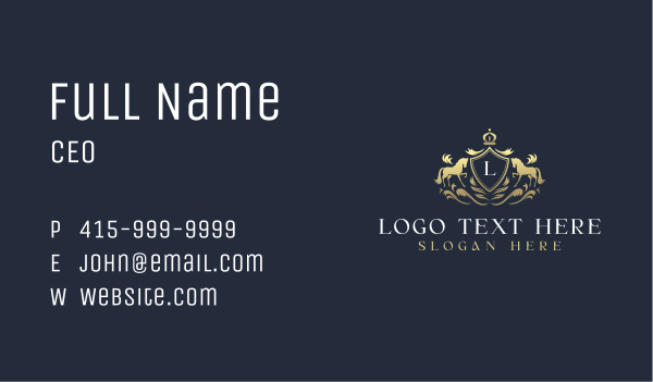 Elegant Horse Shield Business Card Design Image Preview