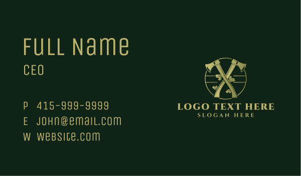 Golden Axe Lumberjack Business Card Design Image Preview