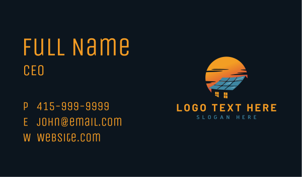Solar Panel House Business Card Design Image Preview