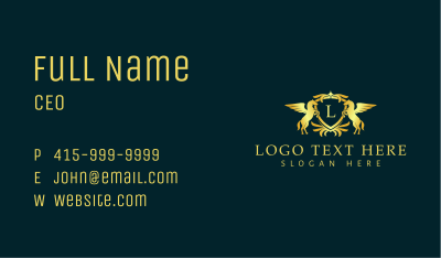 Winged Horse Crest Lettermark Business Card Image Preview