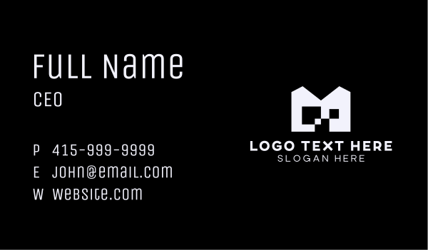 Pixel Gaming Digital Letter M Business Card Design Image Preview