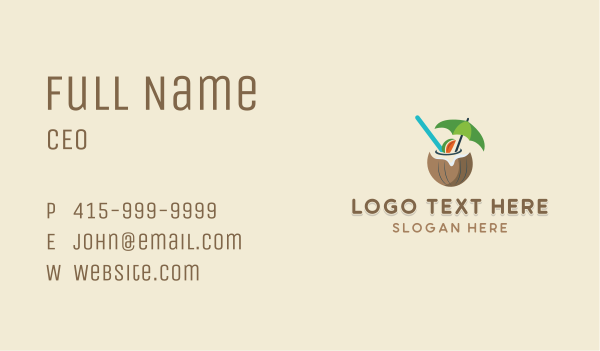 Tropical Coconut Drink Business Card Design Image Preview