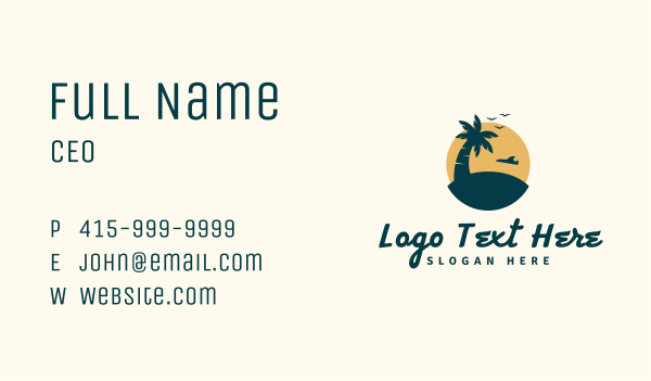 Tropical Beach Adventure Business Card Design Image Preview