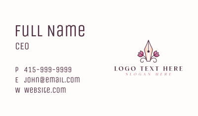 Floral Calligraphy Pen Business Card Image Preview