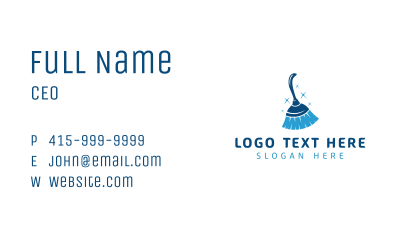 Blue Housekeeping Broom Business Card Image Preview