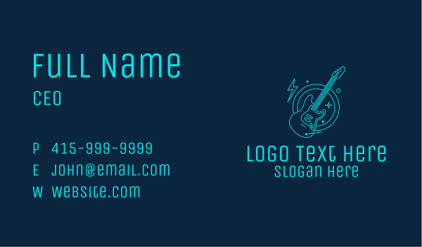 Neon Electric Guitar  Business Card Design Image Preview