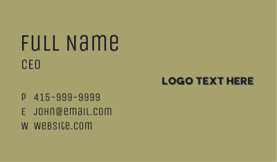 Generic Masculine Wordmark Business Card