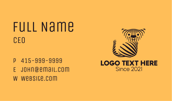 Striped Wild Cat  Business Card Design Image Preview