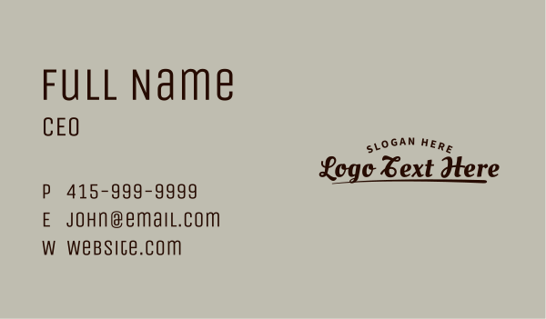 Casual Script Wordmark Business Card Design Image Preview