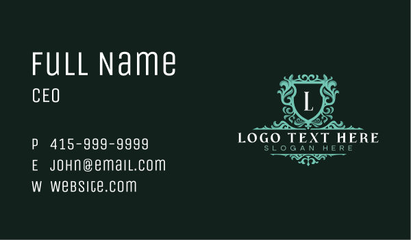 Luxurious Ornamental Shield Business Card Design Image Preview
