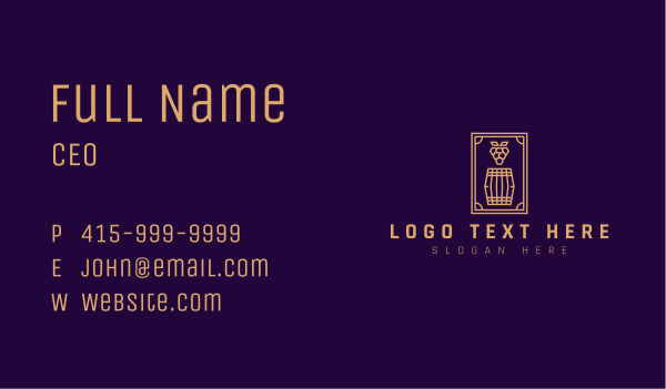 Premium Grape Wine Barrel Business Card Design Image Preview