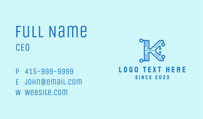 Cyber Circuit Letter K Business Card Image Preview