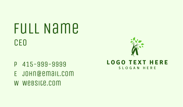 Letter A Leaf Branch Business Card Design Image Preview