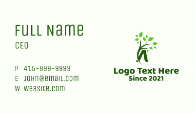 Letter A Leaf Branch Business Card Image Preview