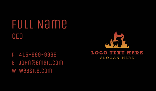 Flaming Cow Grill Business Card Design Image Preview