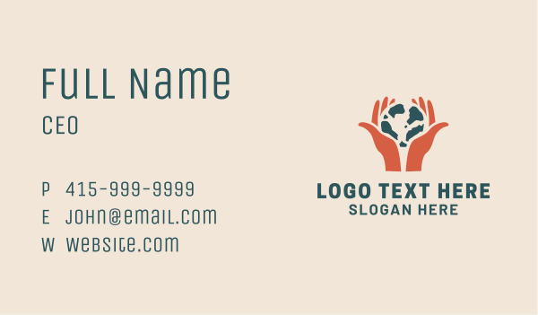Globe Hand Foundation Business Card Design Image Preview