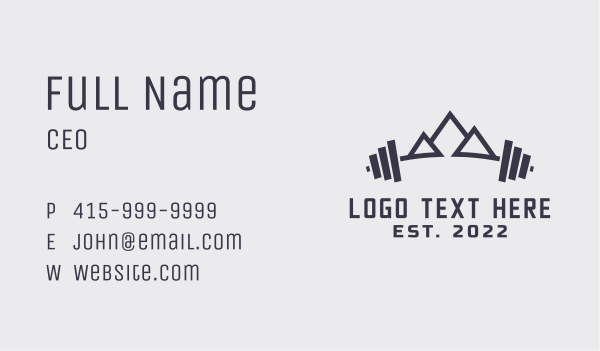 Barbell Mountain Peak Business Card Design Image Preview