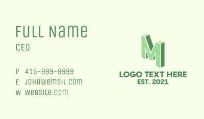 Isometric Letter M Business Card