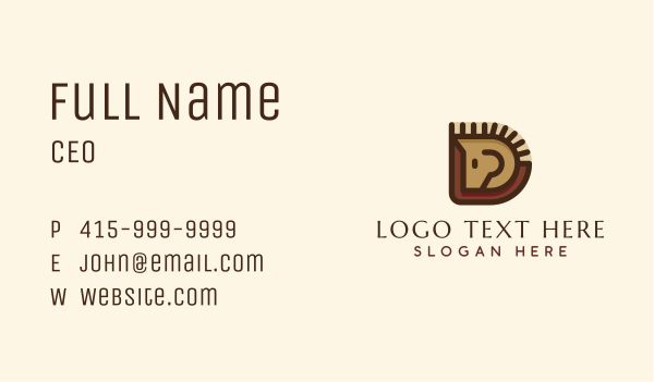 Wooden Horse Letter D Business Card Design Image Preview