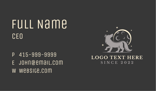 Full Moon Wolf Team Business Card Design Image Preview
