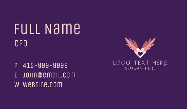 Romantic Heart Wings Business Card Design Image Preview