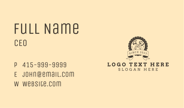 Hammer Axe Carpentry Business Card Design Image Preview