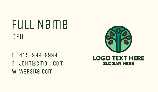 Autumn Tree Badge Business Card Design Image Preview