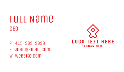 Red Geometric Ribbon Business Card Image Preview