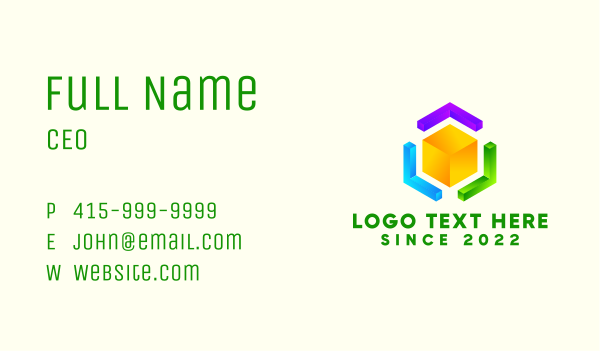 3D Cube Technology Business Card Design Image Preview