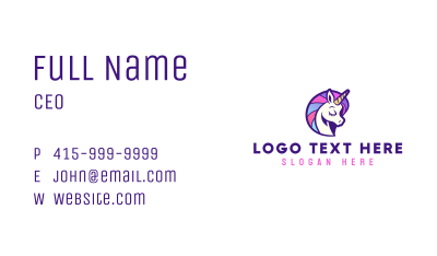 Unicorn Cute Pony Business Card Image Preview