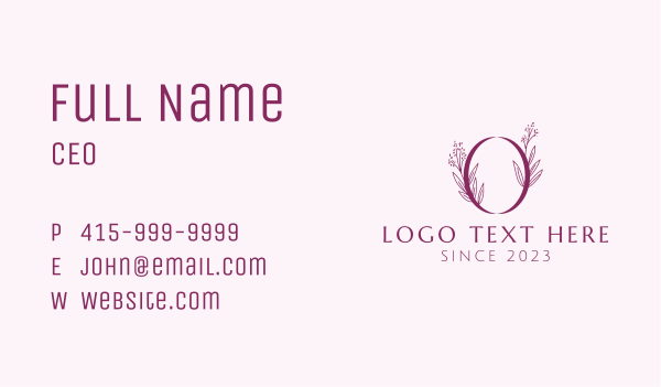 Flower Boutique Letter O Business Card Design Image Preview