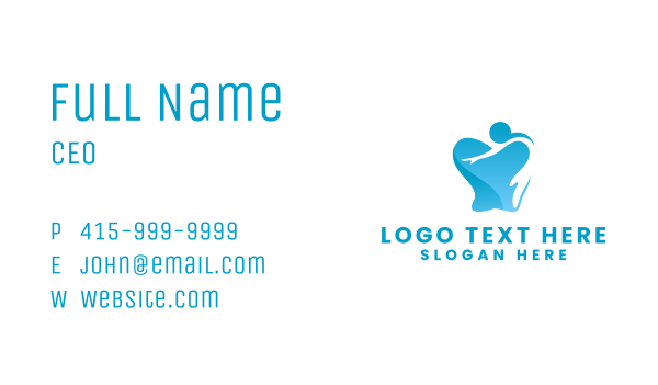 Blue Dental Tooth  Business Card Design Image Preview