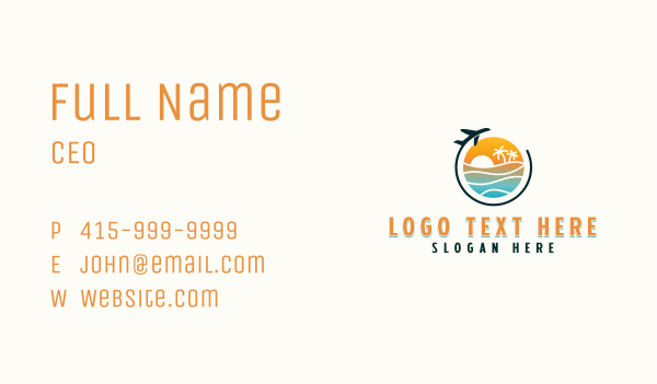 Tropical Beach Vacation Business Card Design Image Preview