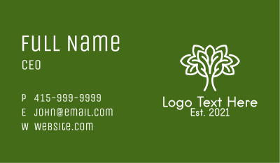 White Outline Plant  Business Card Image Preview