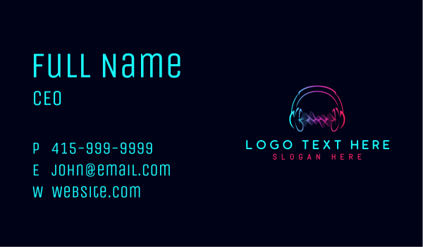 Music Headphones Soundwaves Business Card Design Image Preview