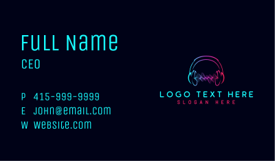 Music Headphones Soundwaves Business Card Image Preview