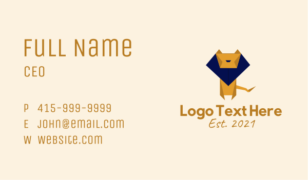 Zoo Lion Origami Business Card Design Image Preview
