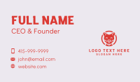 Red Happy Cat Emblem Business Card Design