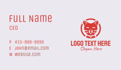 Red Happy Cat Emblem Business Card Image Preview