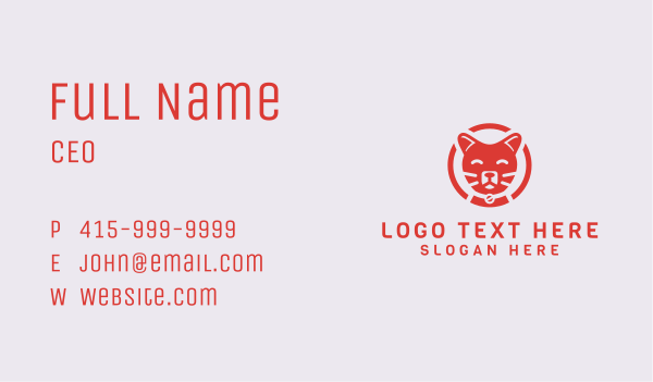 Red Happy Cat Emblem Business Card Design Image Preview