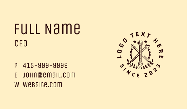 Mechanic Wrench Cog Business Card Design Image Preview