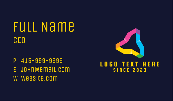 Colorful Triangle Tech Business Card Design