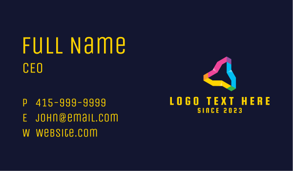 Colorful Triangle Tech Business Card Design Image Preview