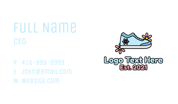 Cute Girly Flower Shoe Business Card Design Image Preview
