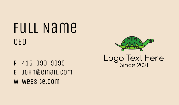 Ethnic Tortoise Animal  Business Card Design Image Preview