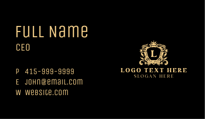 Elegant Royal Crown Shield Business Card Image Preview