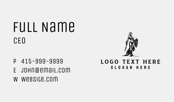 Shield Sword Woman  Business Card Design Image Preview