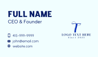 Blue Vintage Letter T Business Card Image Preview