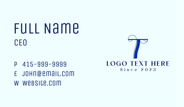 Blue Vintage Letter T Business Card Design Image Preview